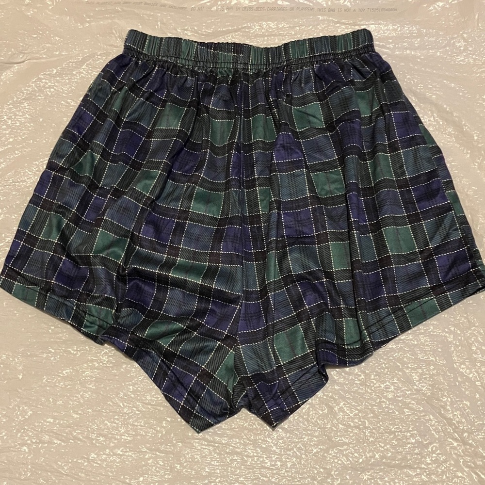 Plaid Women's PJ shorts - Green and Blue